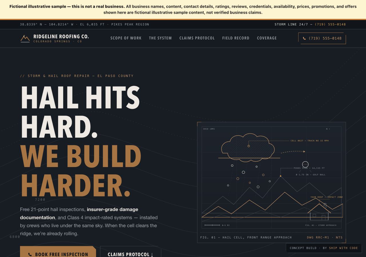 Ridgeline Roofing website preview
